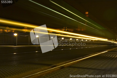 Image of lights of train that left