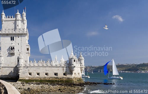 Image of Belem tower and yacht