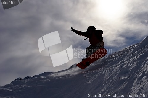 Image of snowboarder's flying