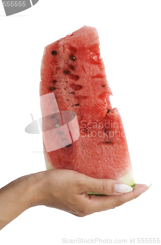 Image of watermelon in a hand