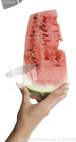 Image of watermelon in a woman hand