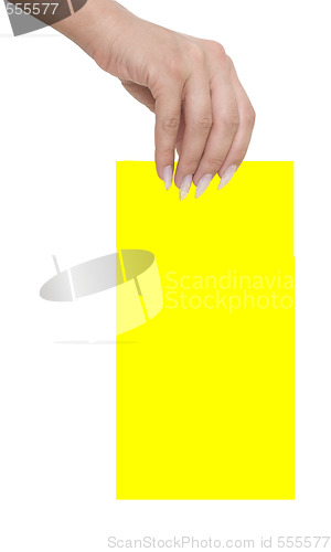 Image of yellow blank in a hand