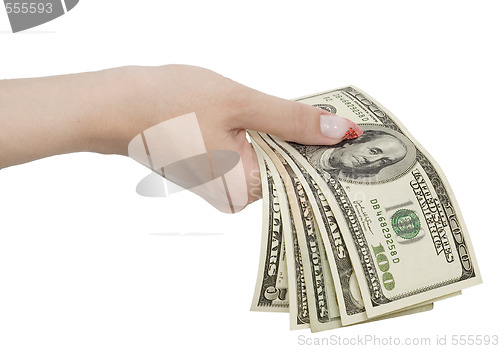 Image of dollars in woman hands