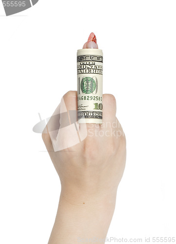 Image of dollars on finger