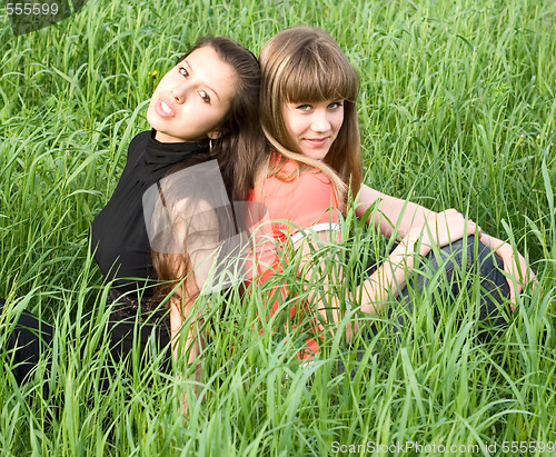 Image of girls in green grass