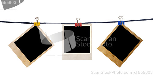 Image of grunge photo frame on a rope