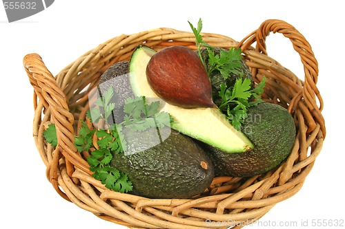 Image of Avocado Quarter In A Basket