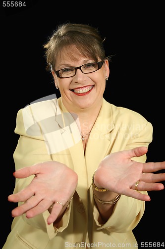 Image of Hands Out Businesswoman