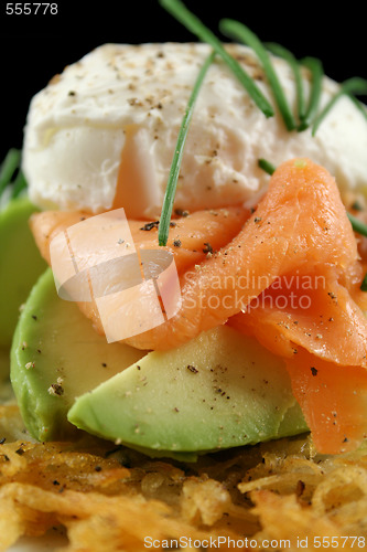 Image of Salmon And Poached Egg Stack