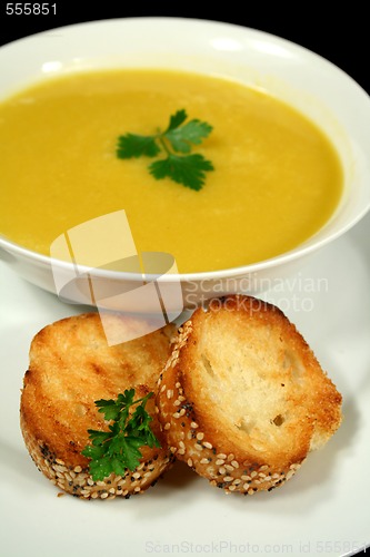 Image of Pumpkin Soup With Garlic Bread