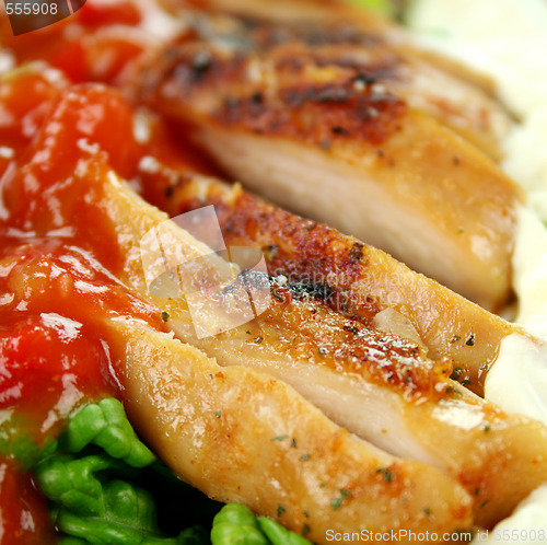 Image of Sliced Chicken And Salsa