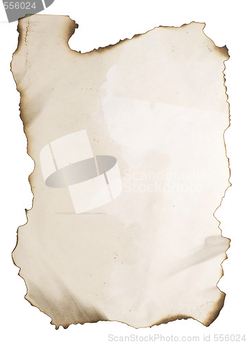Image of burnt paper on white