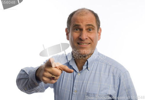 Image of middle age man handsome pointing portrait