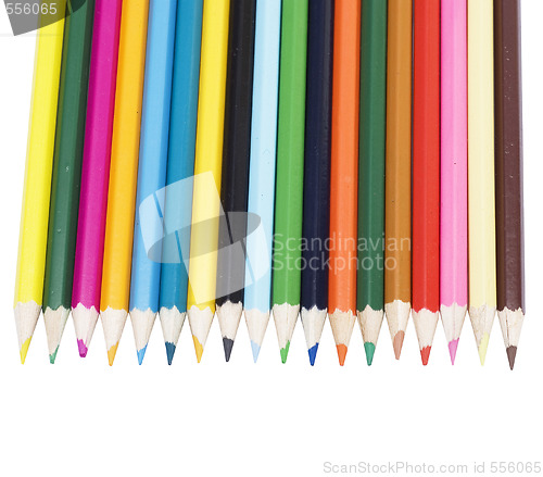 Image of color pencils over white