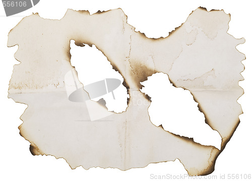 Image of holes in burnt paper