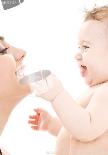 Image of baby boy in mother hands