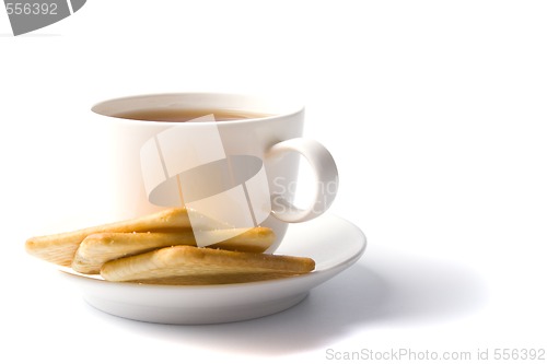 Image of cup of tea and some cookies