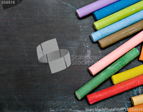 Image of blackboard with coloured crayons