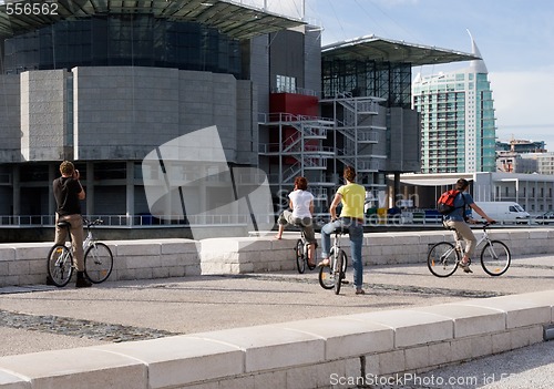 Image of young people on bicycles