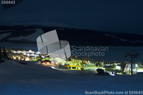 Image of lights of ski resort at night