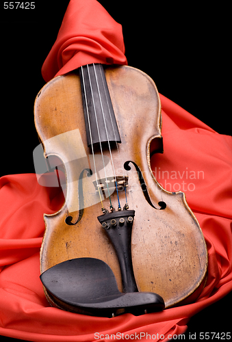Image of violin on silk