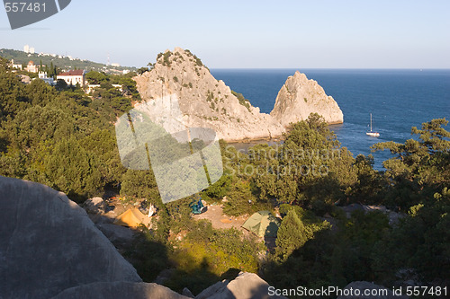 Image of small coastal encampment