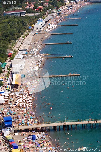 Image of panorama of crowded beach