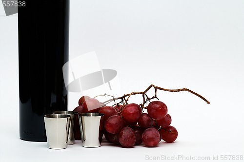 Image of Cups, grapes, vine still life