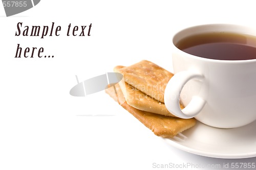 Image of cup of tea and some cookies