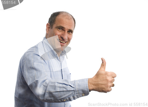 Image of smiling man with thumbs up positive sign