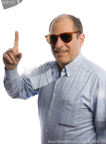 Image of smiling man with finger pointing number one