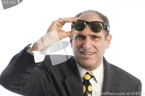 Image of business man with retro vintage sunglasses portrait