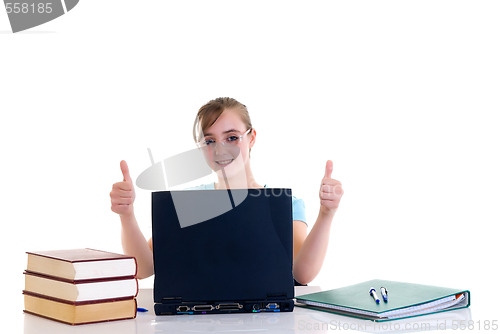 Image of Teenager girl on desk