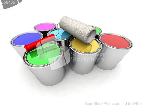 Image of roll painter and color cans