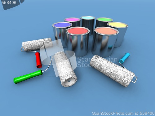 Image of roll painters and color cans