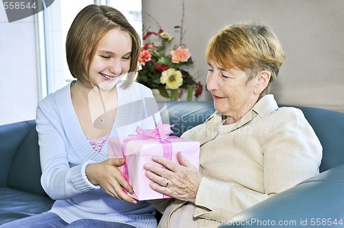 Image of Granddaughter visiting grandmother