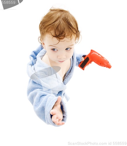 Image of baby boy with toy drill