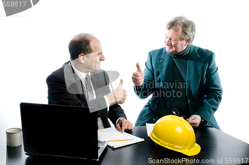 Image of two business partners successful deal 