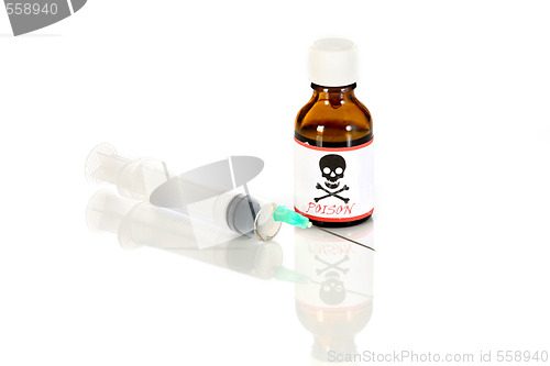 Image of injection and poison bottle 