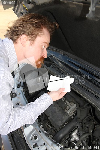 Image of checking engine oil dipstick