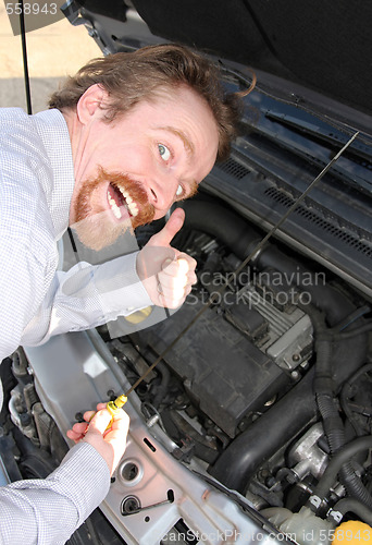 Image of checking engine oil dipstick