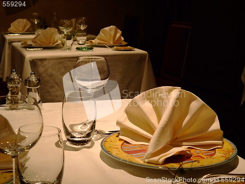 Image of Table set in french restaurant