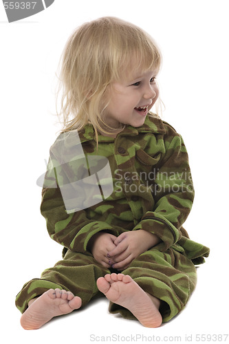 Image of funny military little girl