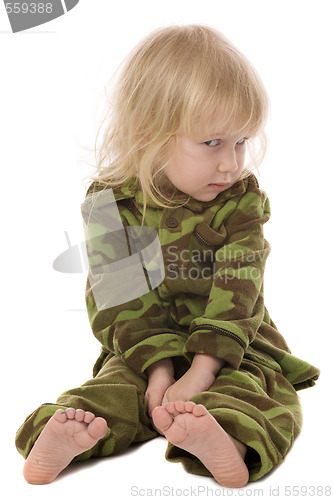 Image of funny military little girl