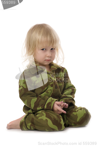 Image of funny military little girl