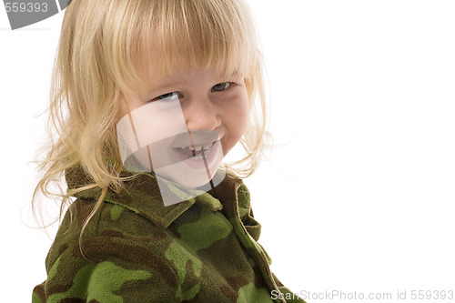 Image of funny military little girl