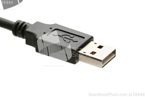 Image of usb plug macro over white