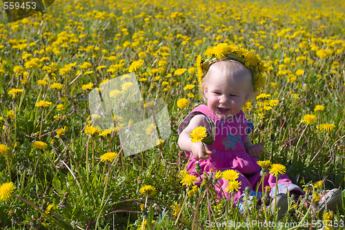 Image of little girl with dandelion diadem