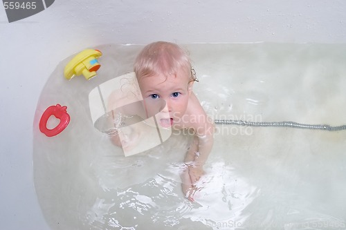 Image of baby having a bath
