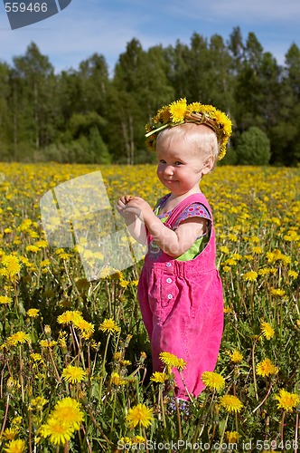 Image of cute girl in flower wreath